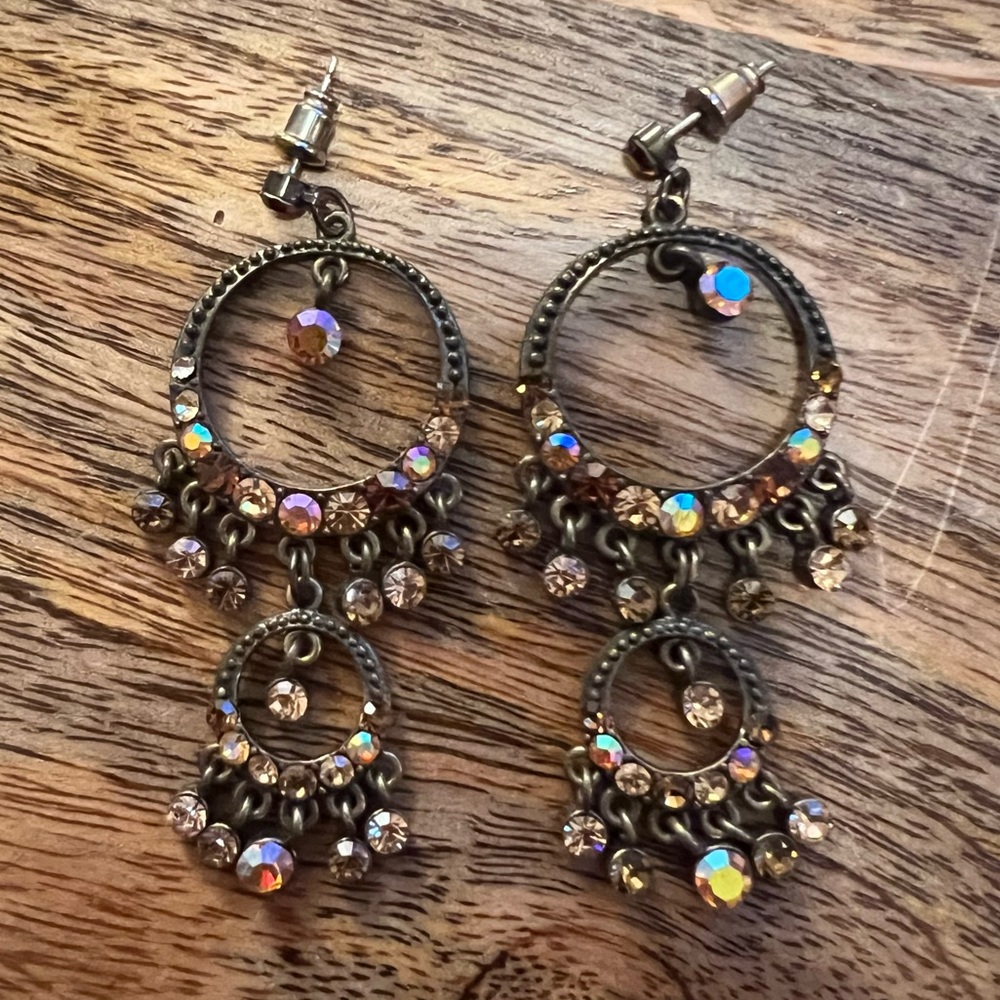 ‼️LAST CHANCE‼️ Bronze Boho Crystal Rhinestone Chandelier Drop Earrings